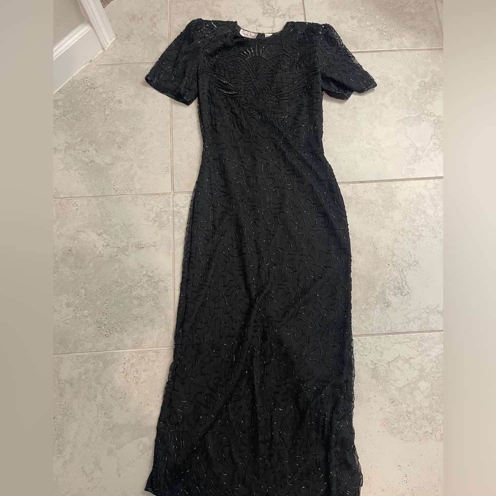 Laurence Kazar beaded vintage evening gown